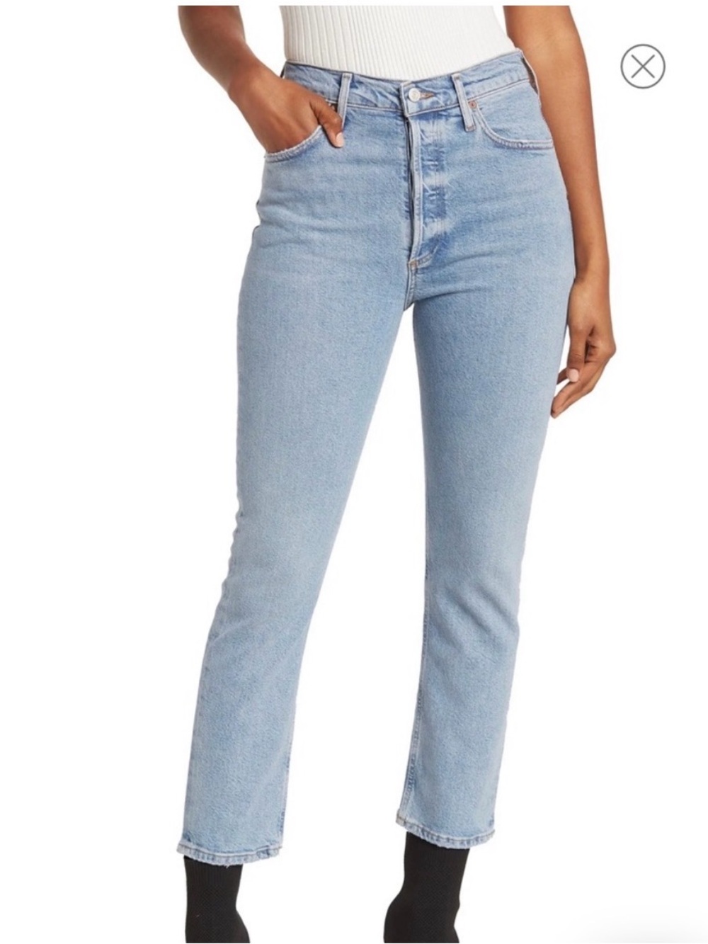 AGOLDE Riley High Rise Straight Leg Crop Jeans Button Fly Light Wash size 26